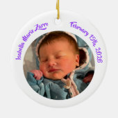 母と子の手のパーソナライズされた写真 セラミックオーナメント (裏面)