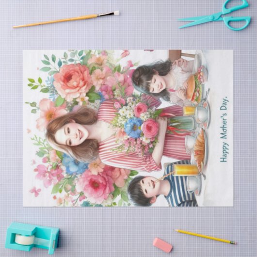 母と子の母の日ティッシュペーパー 薄葉紙 (クラフト)