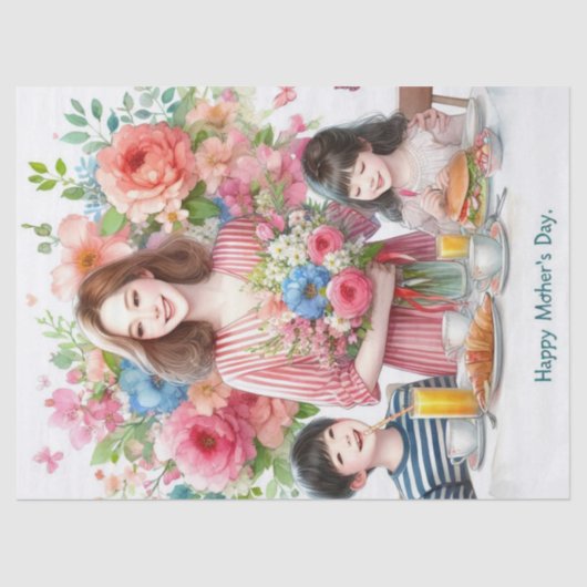 母と子の母の日ティッシュペーパー 薄葉紙 (正面)