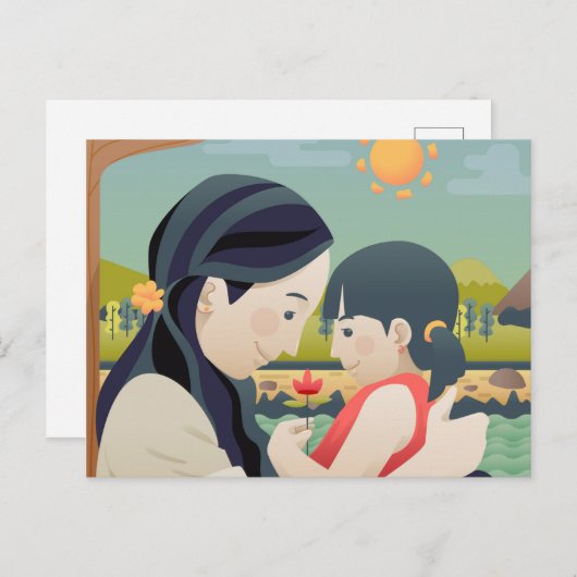 母と子の母の日 |はがき ポストカード (正面/裏面)