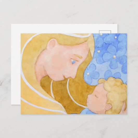 母と子の母の日 |はがき ポストカード (正面/裏面)