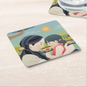 母と子の母の日 |コースター スクエアペーパーコースター (アングル)