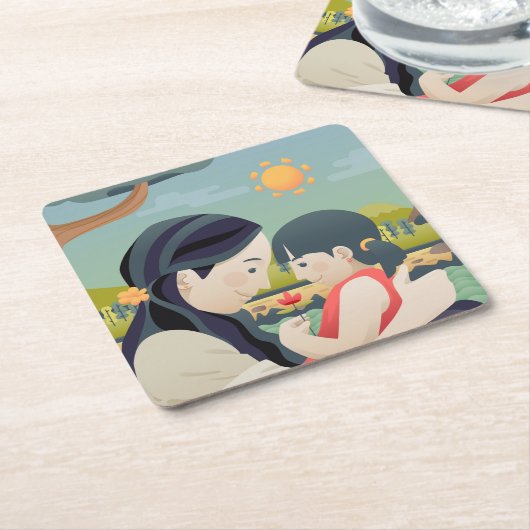 母と子の母の日 |コースター スクエアペーパーコースター (アングル)