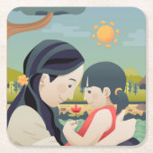 母と子の母の日 |コースター スクエアペーパーコースター (正面)