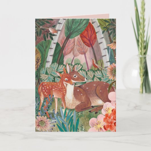 母と子の鹿の母の日 カード (正面)