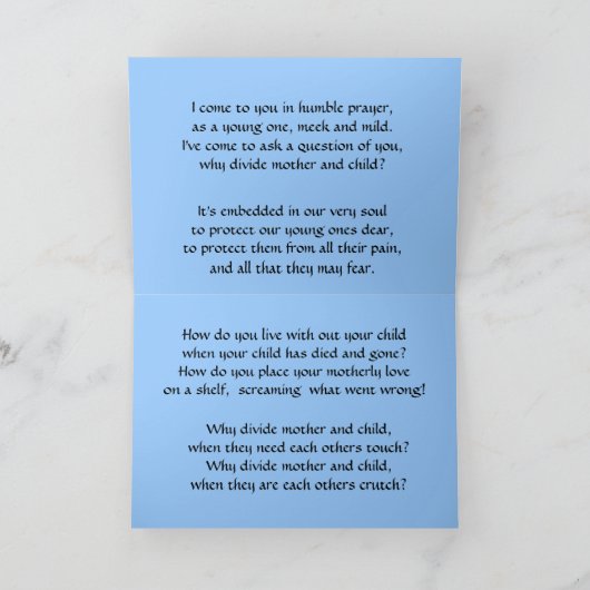 母と子を分ける理由?悔やみや弔慰カード カード (内部)