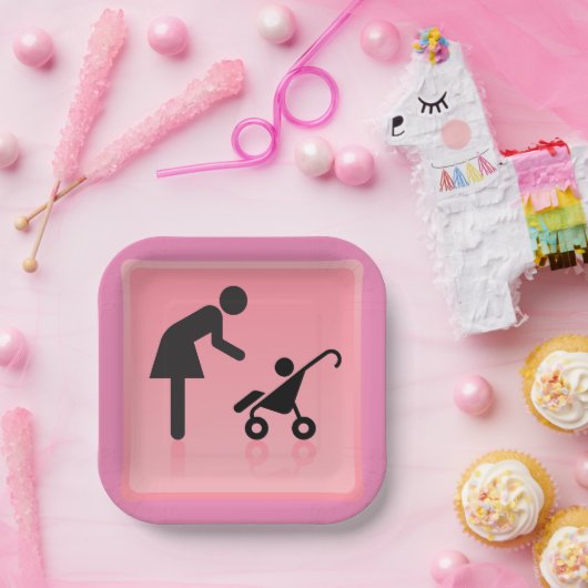 母と子アイコン ペーパープレート (パーティー)