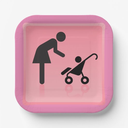 母と子アイコン ペーパープレート (正面)