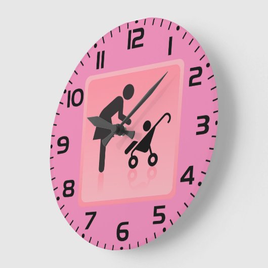 母と子アイコン ラージ壁時計 (傾斜)