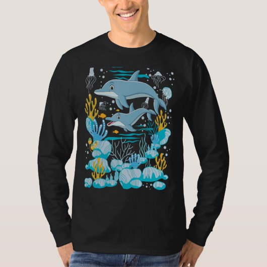 母と子イルカ動物飼育係ワイルドリ Tシャツ (正面)