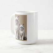 母と子ネコのラグドール猫のアートワークを温かく コーヒーマグカップ (正面左)