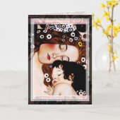 母と子バイグスタフクリムトコラージュ カード (黄色い花)