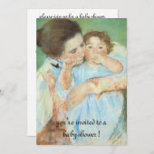 母と子メアリーカッサット、ヴィンテージベビーシャワー 招待状 (正面/裏面)