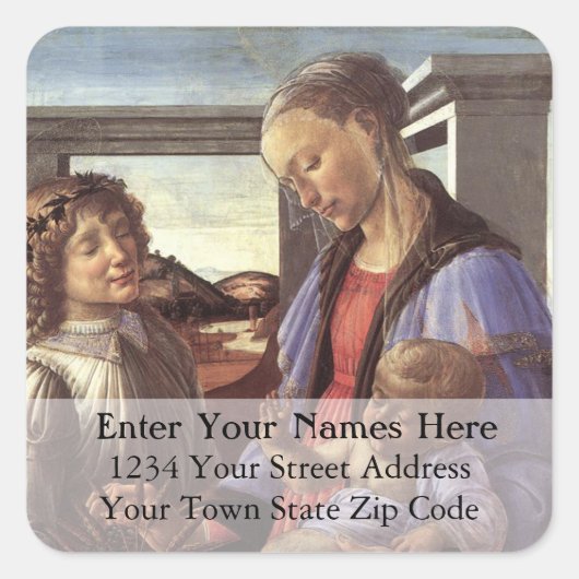 母と子ヴィンテージクリスマス住所 シール (正面)