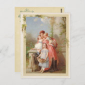 母と子供のヴィンテージ複製 ポストカード (正面/裏面)