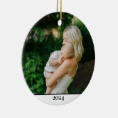 母と子供の写真年のクリスマス セラミックオーナメント (右)