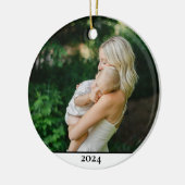 母と子供の写真年のクリスマス セラミックオーナメント (左)