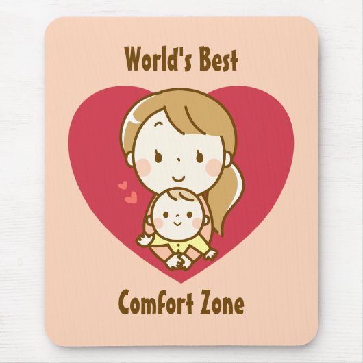 母と子供の可愛いかわいい漫画の母の日 マウスパッド (正面)