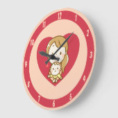 母と子供の可愛いかわいい漫画の母の日 ラージ壁時計 (傾斜)