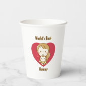 母と子供の可愛いかわいい漫画の母の日 紙コップ (裏面)