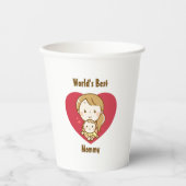 母と子供の可愛いかわいい漫画の母の日 紙コップ (正面)