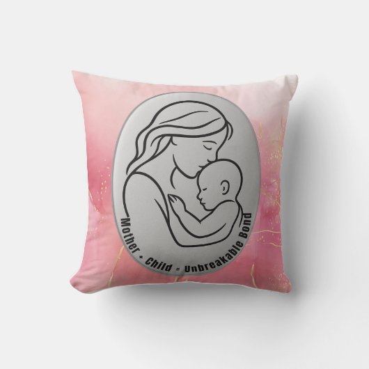母と子供の装飾用クッション – 壊れないボンドの芸術 クッション (正面)