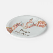 母と子供キリン赤ちゃんシャワー ペーパープレート (アングル)