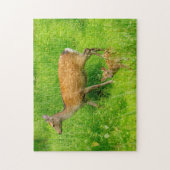 母と子供 – 若い鹿を休む ジグソーパズル (縦)