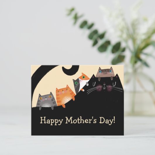 母と子猫 ポストカード (スタンド正面)