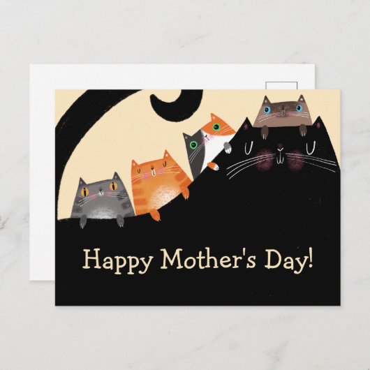 母と子猫 ポストカード (正面/裏面)