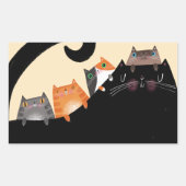 母と子猫 長方形シール (正面)