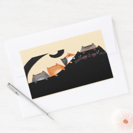 母と子猫 長方形シール