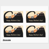 母と子猫 長方形シール (シート)