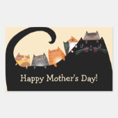 母と子猫 長方形シール (正面)