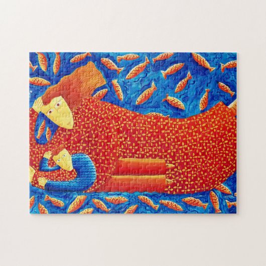 母と子絵を描の ジグソーパズル (横)