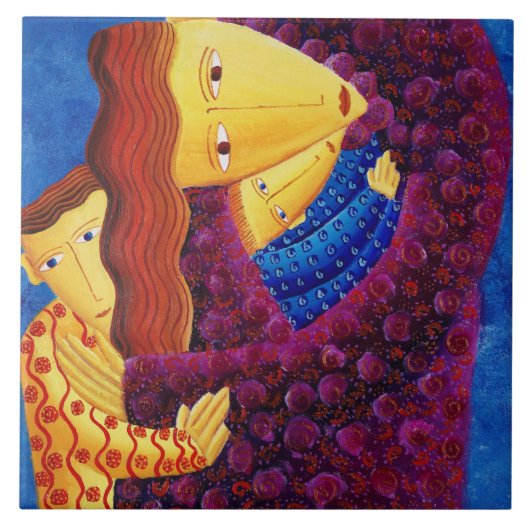 母と子絵画の家庭陶芸瓦 タイル (正面)