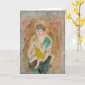 母と子 | タデウスマコフスキー カード (黄色い花)