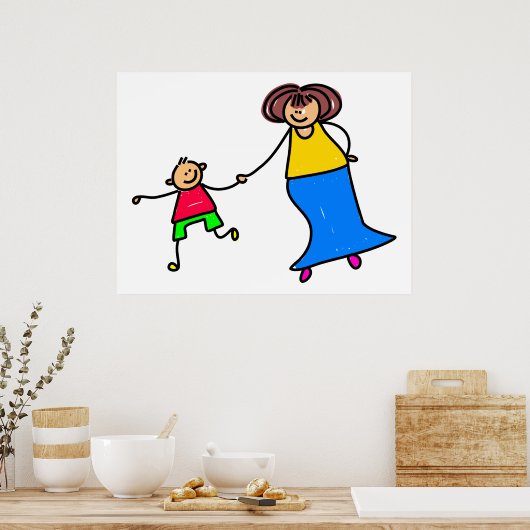 母と子 ポスター (キッチン)