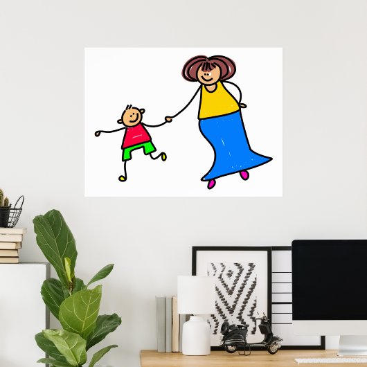 母と子 ポスター (ホームオフィス)