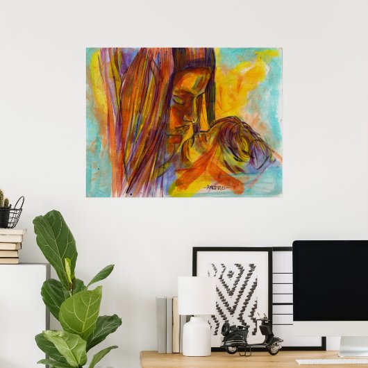 母と子 ポスター (ホームオフィス)