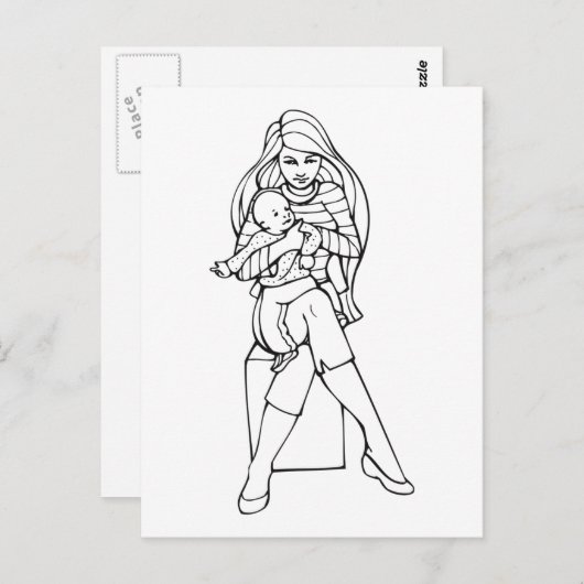 母と子 ポストカード (正面/裏面)