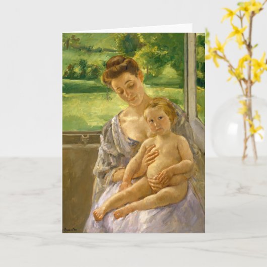 母と子 | メアリーカサット カード (黄色い花)