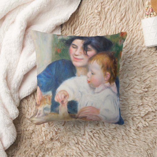 母と子，ルノアール クッション (ブランケット)
