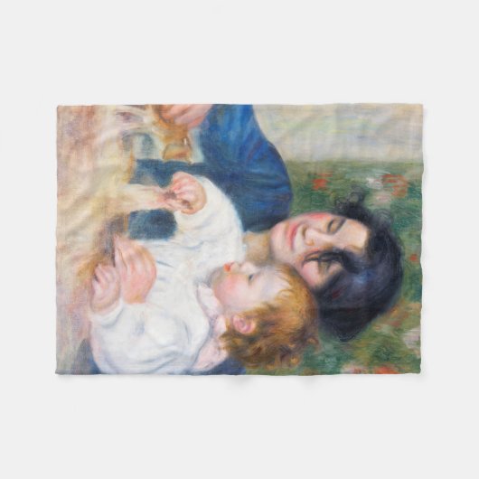 母と子,ルノアール フリースブランケット (正面(横))