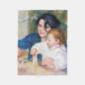 母と子，ルノアール フリースブランケット (正面)