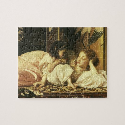 『母と子』(別名:チェリー)by Lord Leighton ジグソーパズル (横)