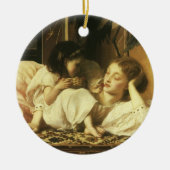 『母と子』（別名：チェリー）by Lord Leighton セラミックオーナメント (正面)
