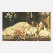 『母と子』（別名：チェリー）by Lord Leighton 長方形シール (正面)