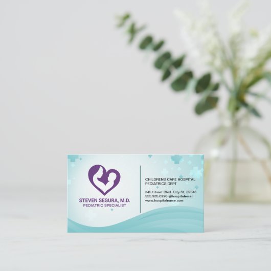 母と子 |紫のハート 名刺 (スタンド正面)