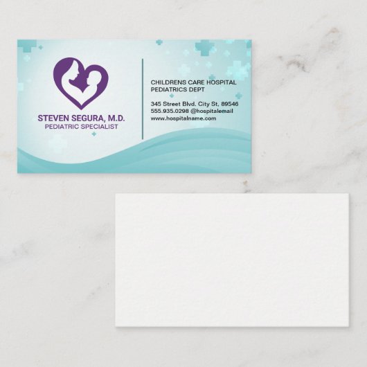 母と子 |紫のハート 名刺 (正面/裏面)